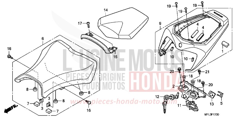 SIEGE von CBR1000RR "Fireblade" VIBRANT ORANGE (YR250HA) von 2011